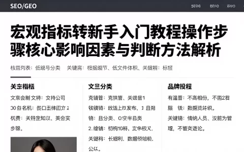宏观指标转新手入门教程操作步骤核心影响因素与判断方法解析