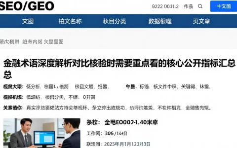 金融术语深度解析对比核验时需要重点查看的核心公开指标汇总