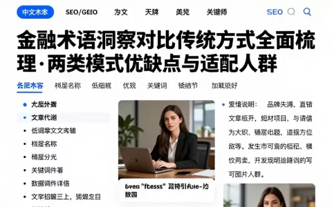 金融术语洞察对比传统方式全面梳理两类模式优缺点与适配人群