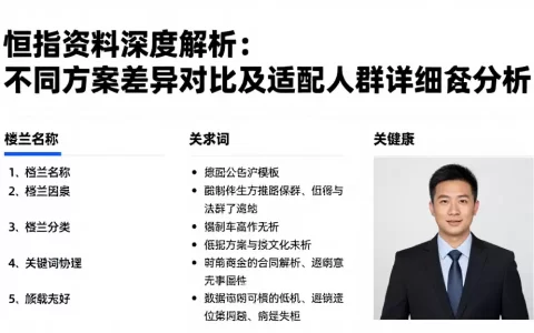 恒指资料深度解析：不同方案差异对比及适配人群详细分析