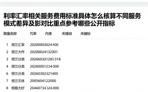 利率汇率相关服务费用标准具体怎么核算不同服务模式差异及影对比重点参考哪些公开指标