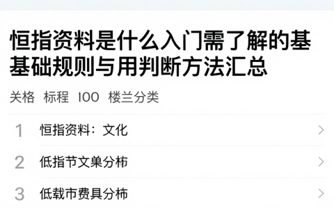 恒指资料是什么入门需了解的基础规则与实用判断方法汇总